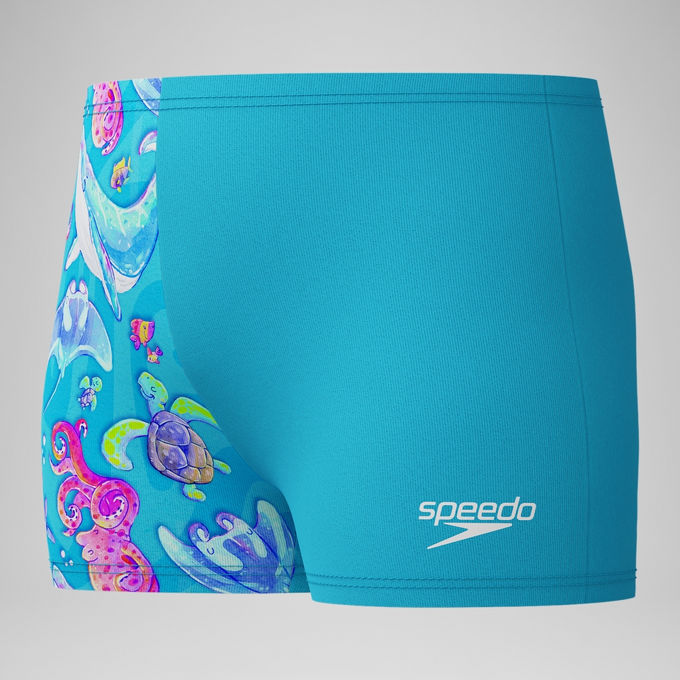 Schwimmlern-Aquashorts mit Digitaldruck Blau für Jungen
