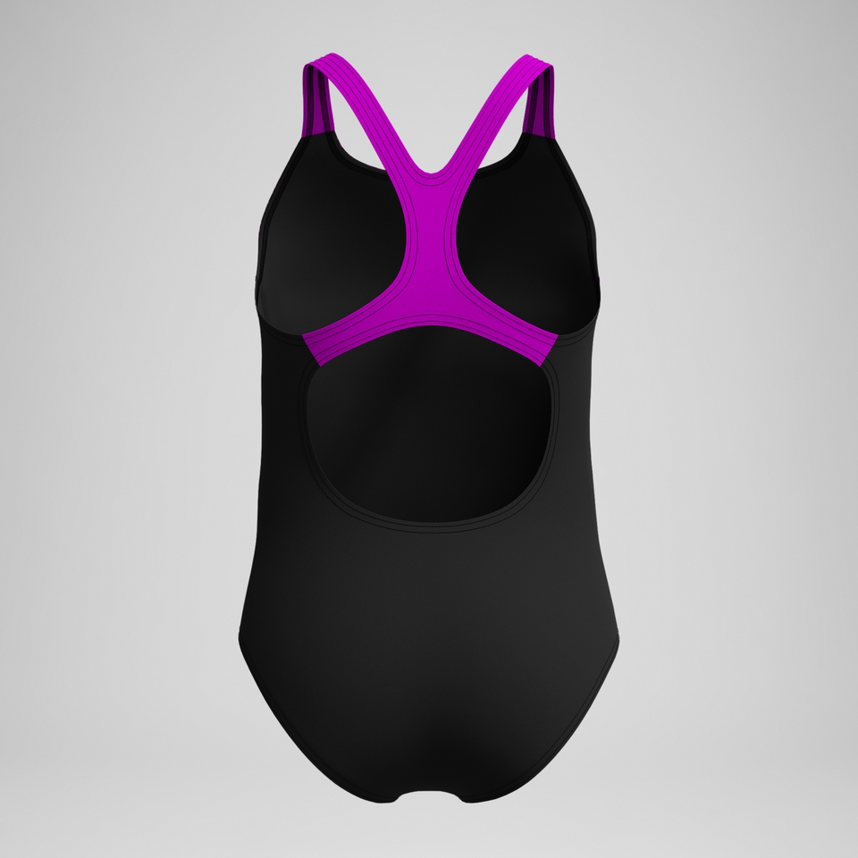 Girls' Medley Logo Swimsuit Black/Pink