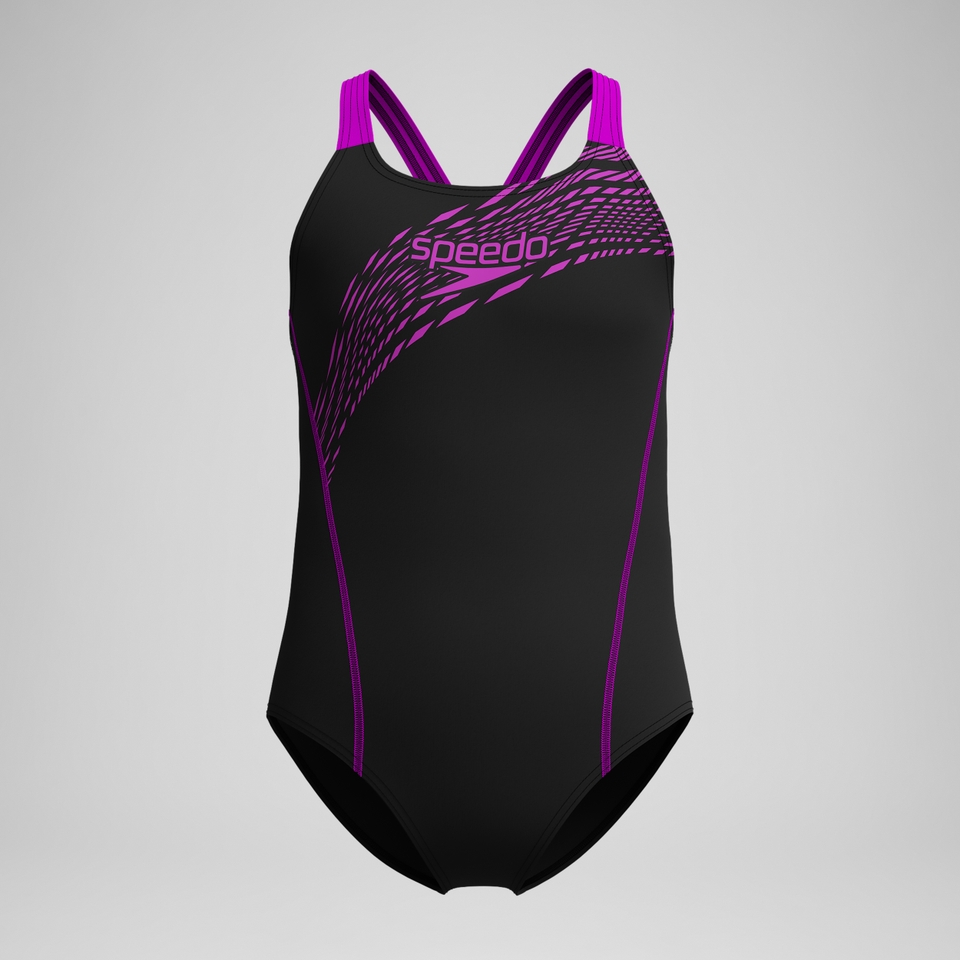 Girls' Medley Logo Swimsuit Black/Pink