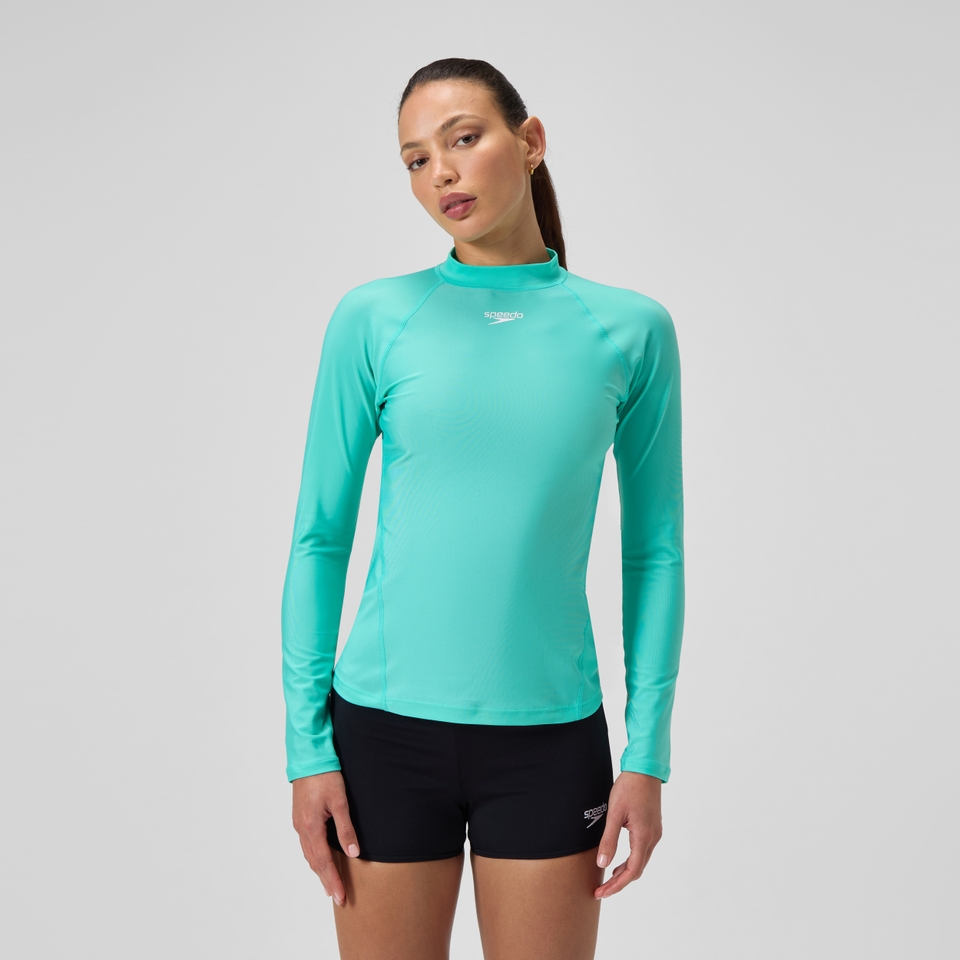 Langärmliges Rash-Top Türkis für Damen