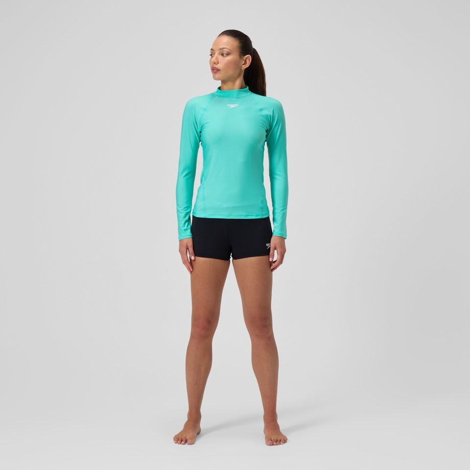 Langärmliges Rash-Top Türkis für Damen