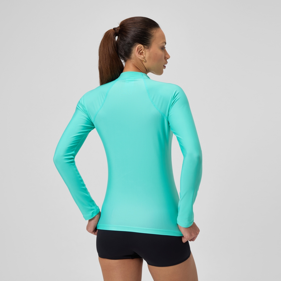 Langärmliges Rash-Top Türkis für Damen