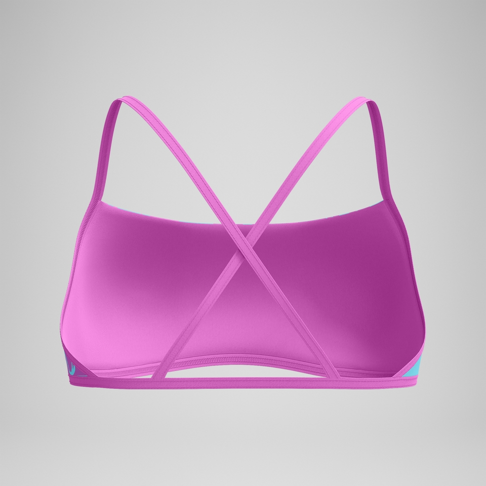 Club Training Bedrucktes Crossback-Bikinioberteil Pink/Grün für Damen
