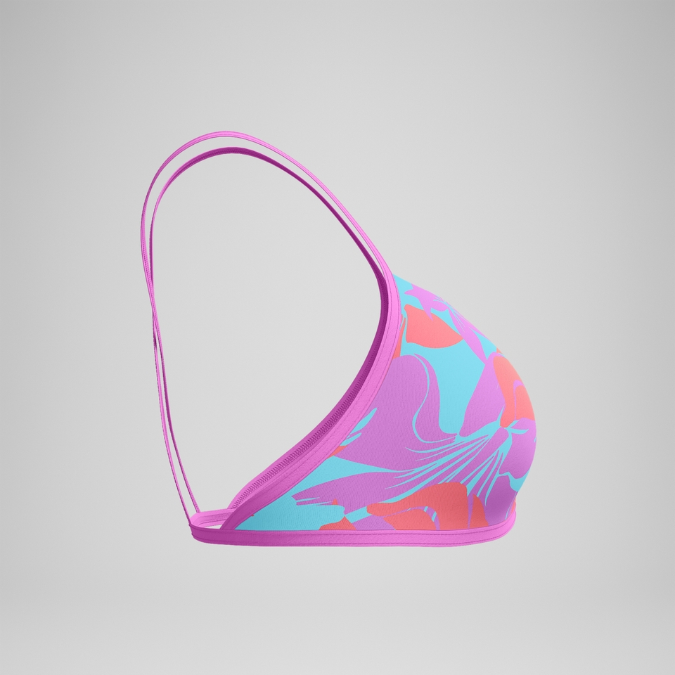 Club Training Bedrucktes Crossback-Bikinioberteil Pink/Grün für Damen