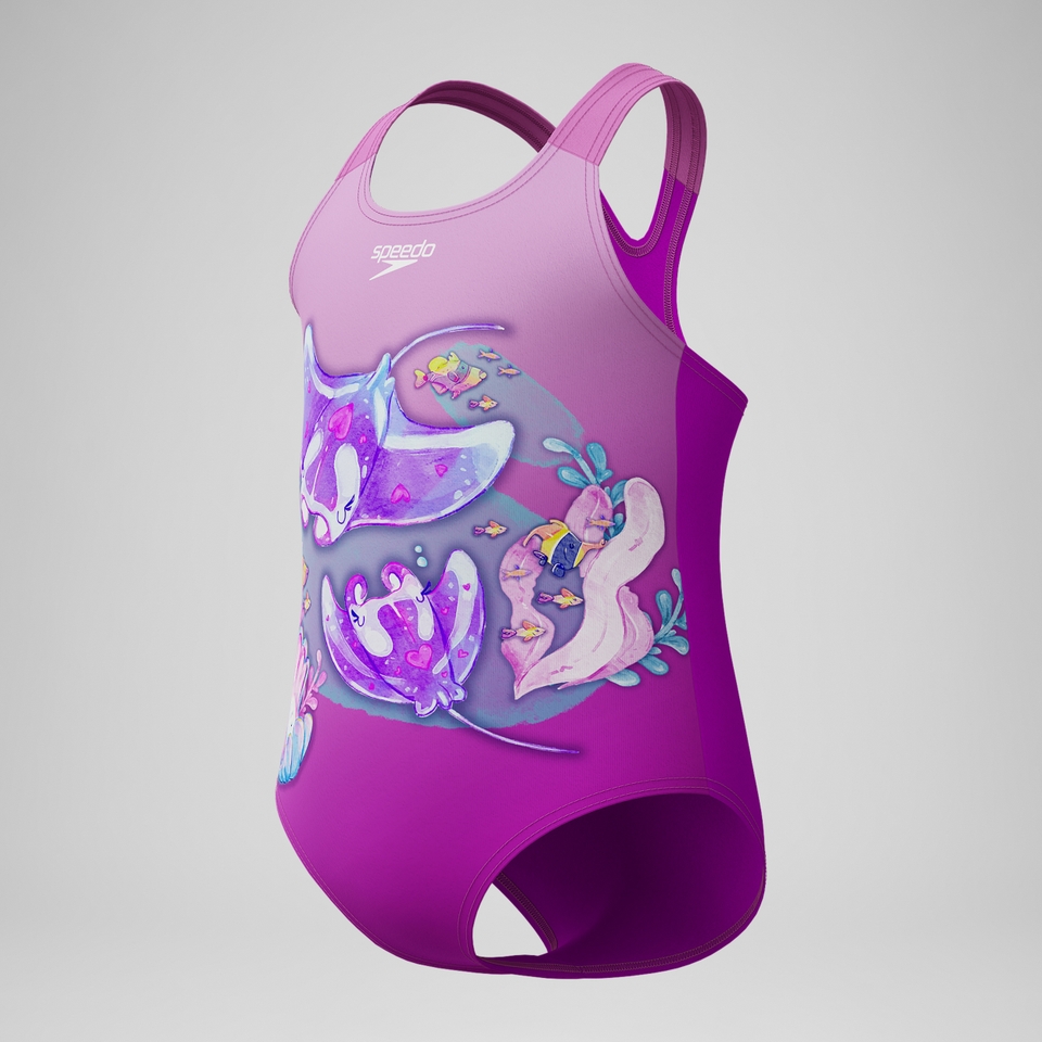 Maillot de bain Fille imprimé numérique rose