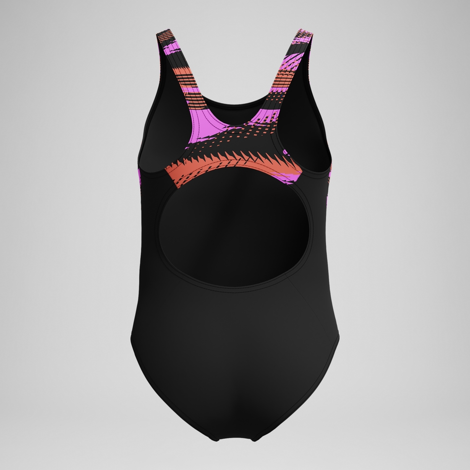 Girls' HyberBoom Splice Muscleback Swimsuit Black/Pink