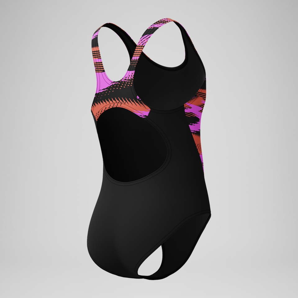 Girls' HyberBoom Splice Muscleback Swimsuit Black/Pink