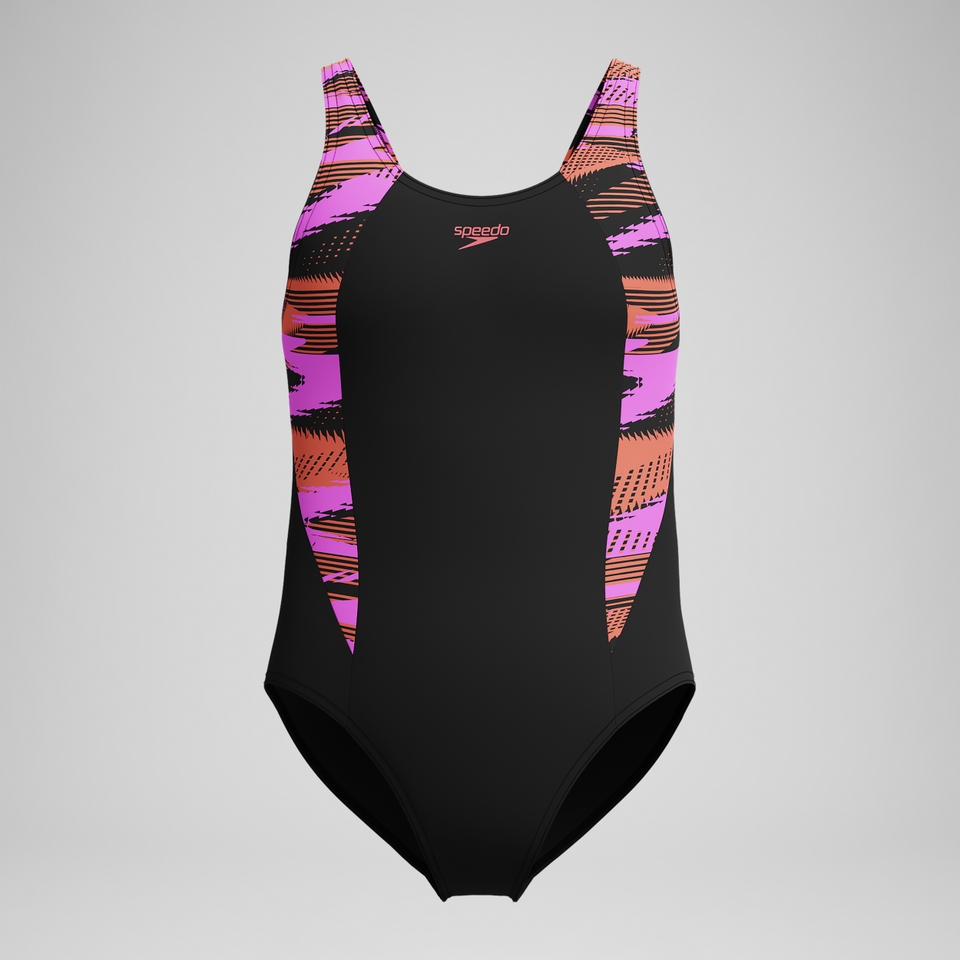 Girls' HyberBoom Splice Muscleback Swimsuit Black/Pink