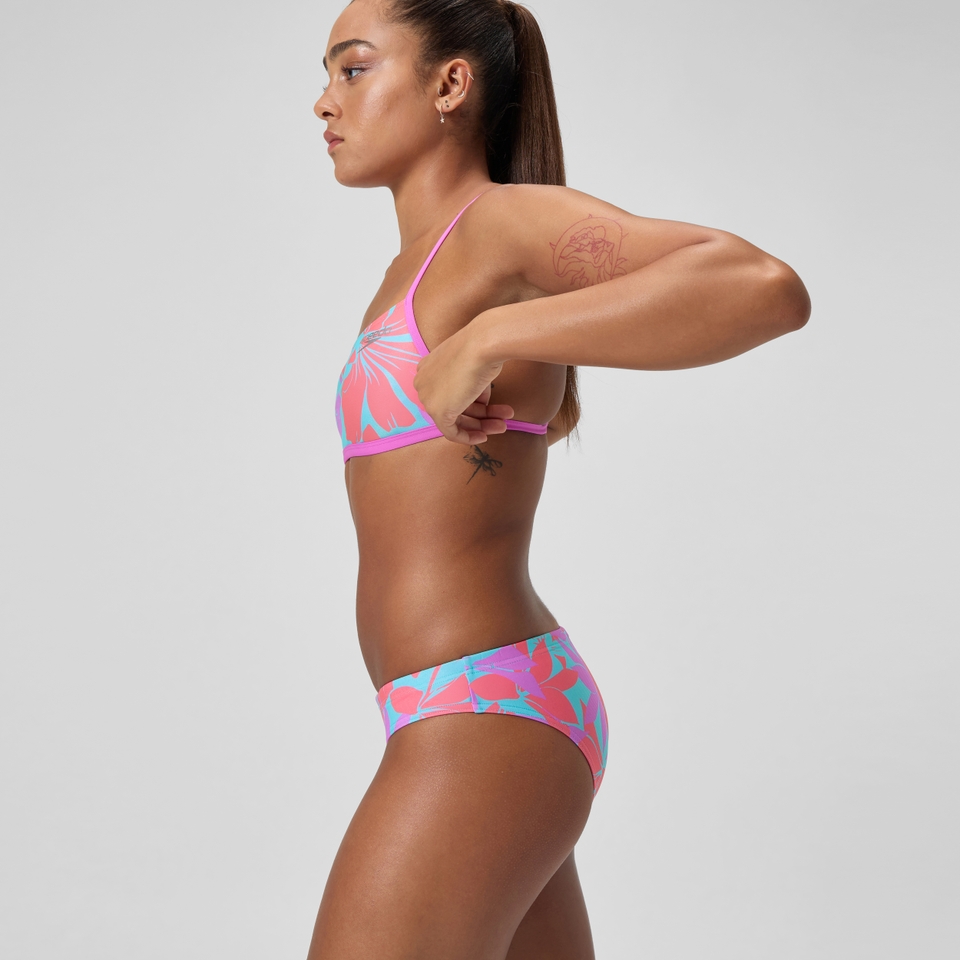 Club Training Bedruckte Bikinihose Pink/Grün für Damen