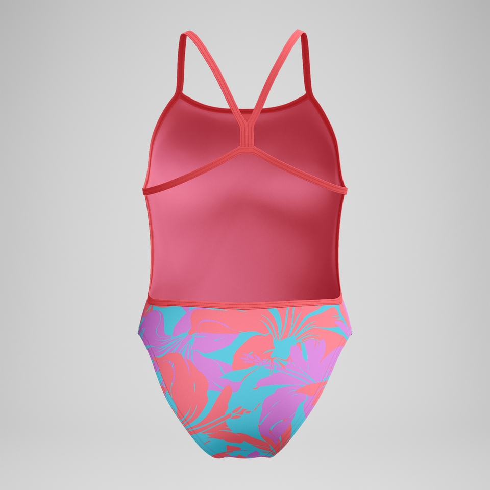 Club Training Bedruckter Badeanzug mit V-Rückenausschnitt Pink/Grün für Damen