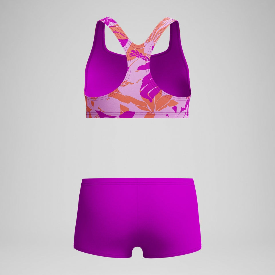 Girls' Printed Boyleg Bikini Pink