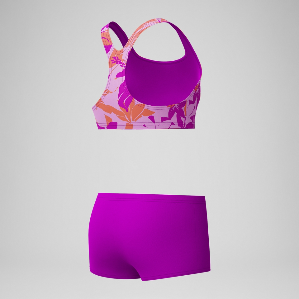 Girls' Printed Boyleg Bikini Pink
