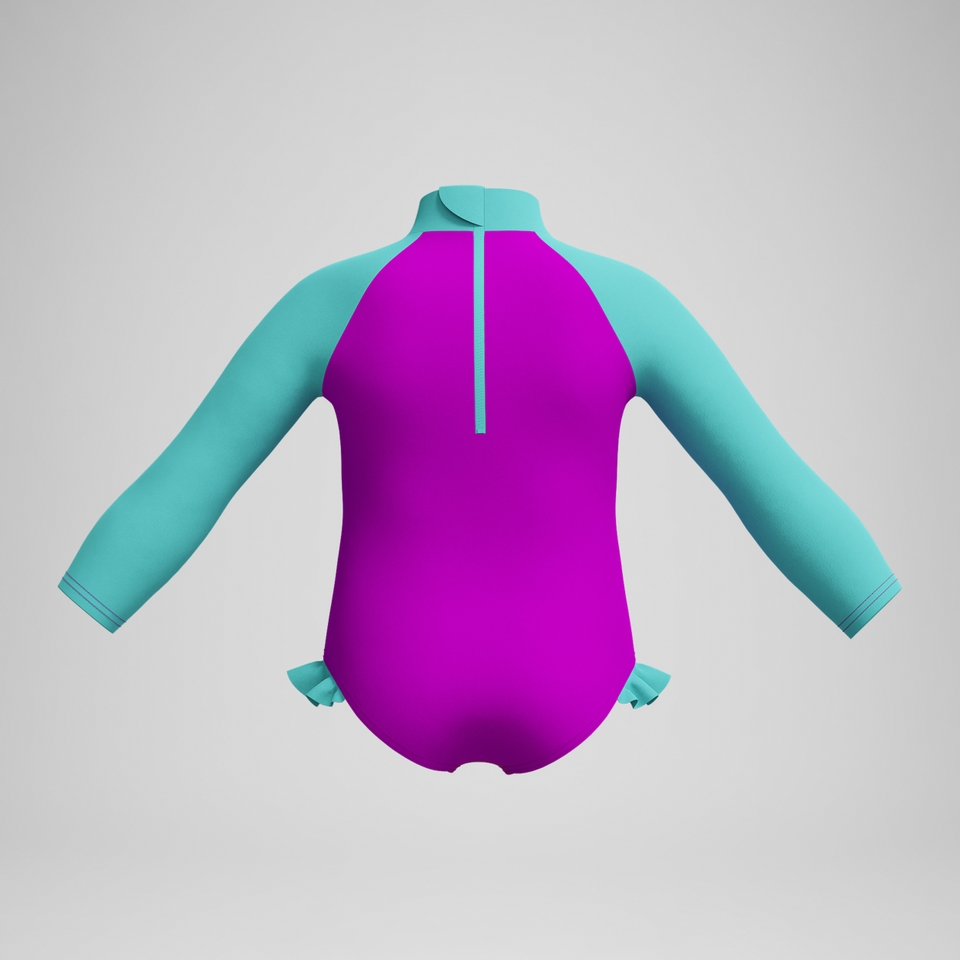 Maillot de bain Fille Digital à manches longues rose/vert