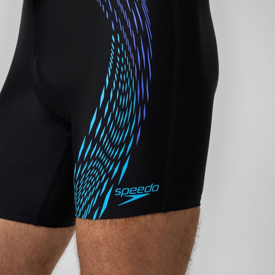 Duo Logo Print Mittellange Schwimmhose Schwarz/Blau für Herren