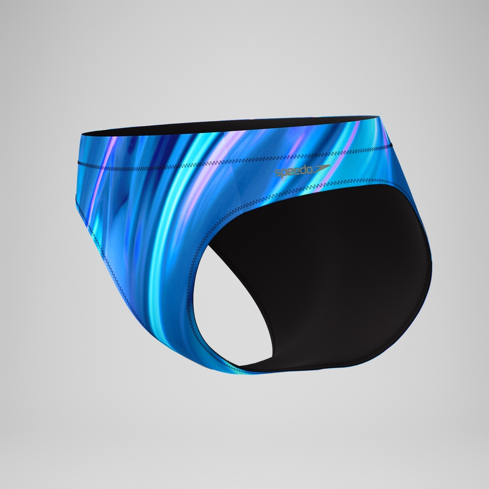 Bedruckte klassische Bikinihose Blau/Petrol für Damen