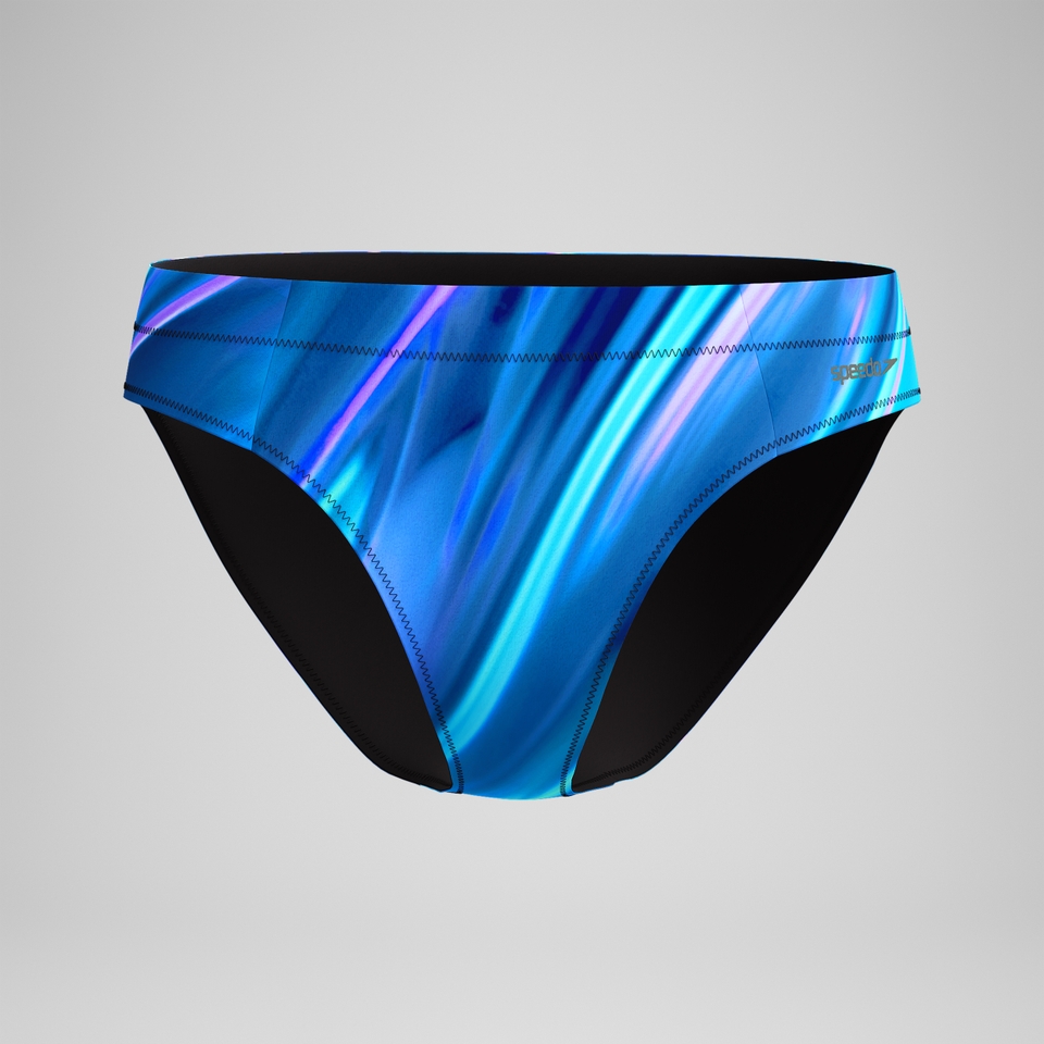 Bedruckte klassische Bikinihose Blau/Petrol für Damen