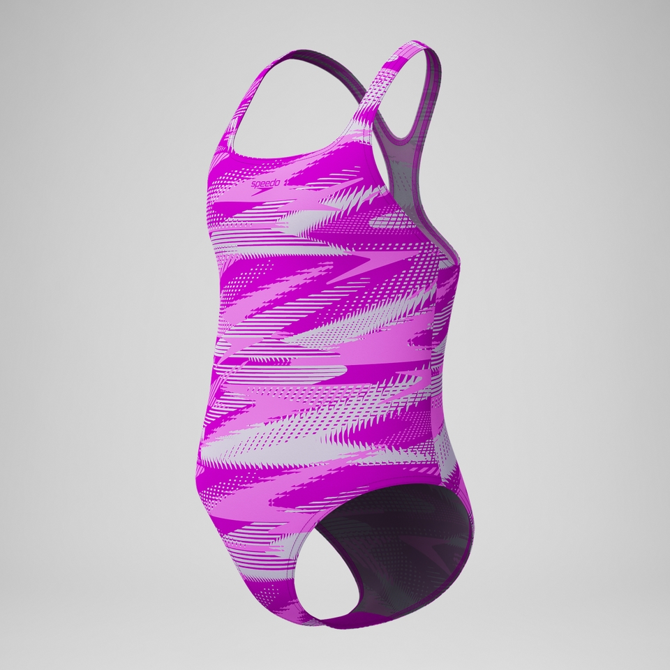 Girls' HyberBoom Printed Medalist Swimsuit Pink | Speedo UK
