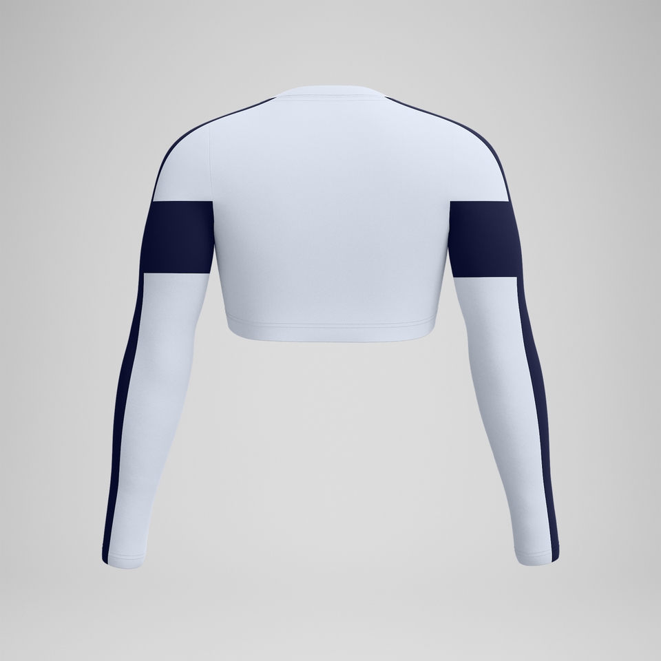 Women's Long Sleeve Colorblock Crop Rashguard White/Navy