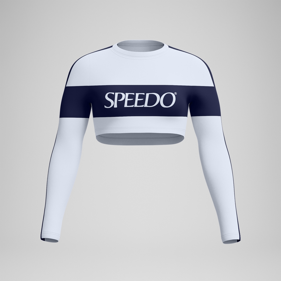 Women's Jetstream Long Sleeve Colorblock Crop Rashguard White/Navy