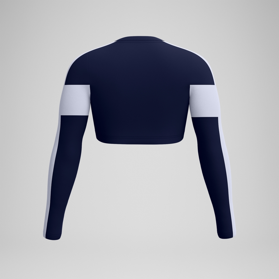 Women's Jetstream Long Sleeeve Colorblock Crop Rashguard Top Navy/White