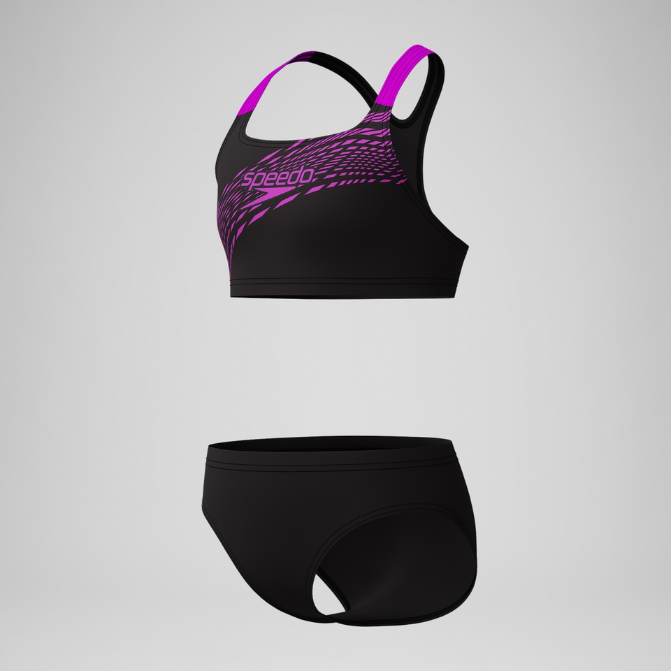 Girls' Medley Logo Bikini Black/Pink