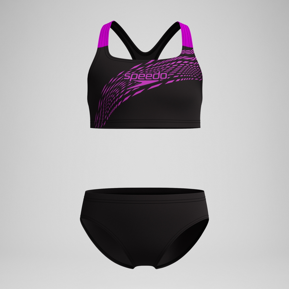 Girls' Medley Logo Bikini Black/Pink