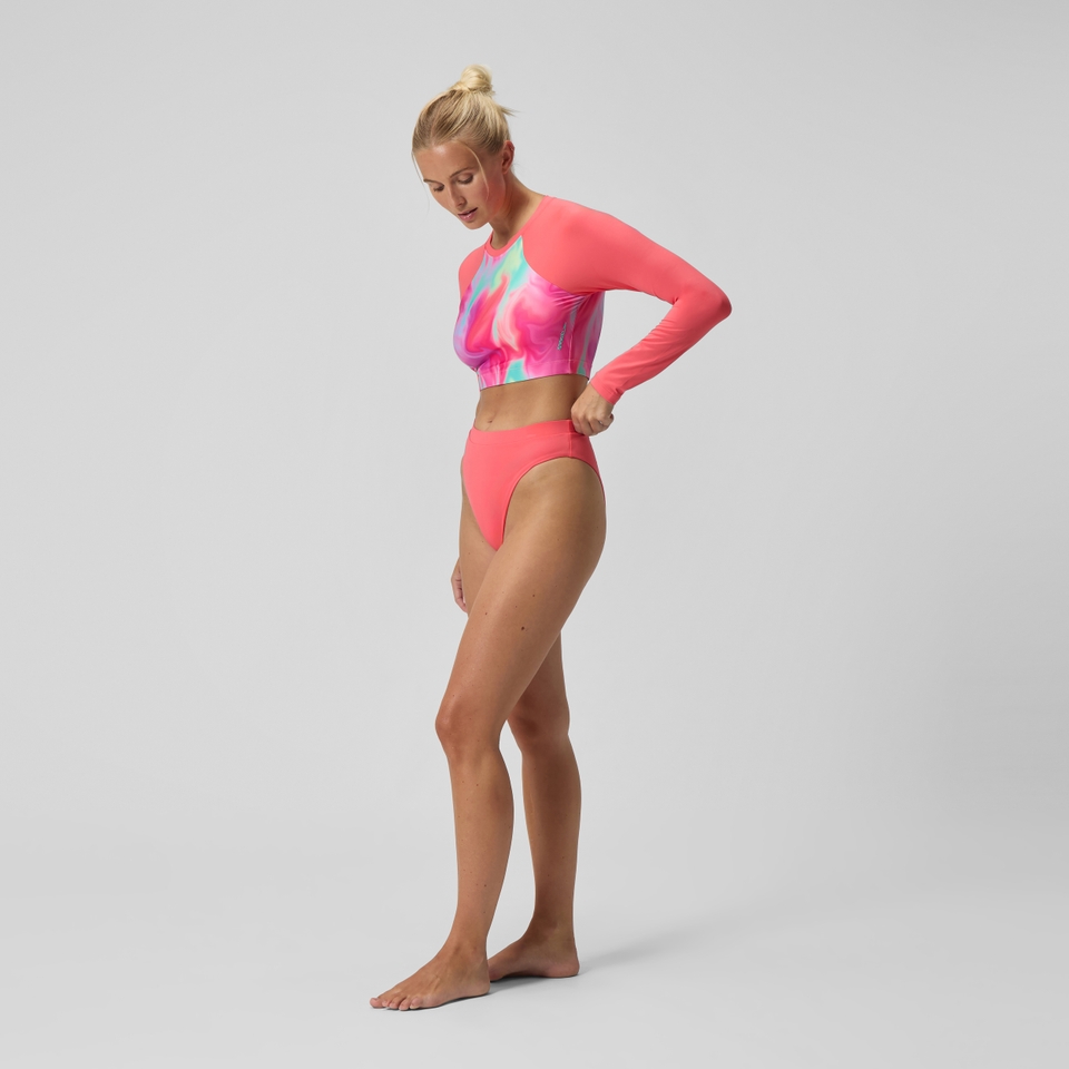 Women's FLU3NTE Solid Hi Waist Bikini Bottom Coral