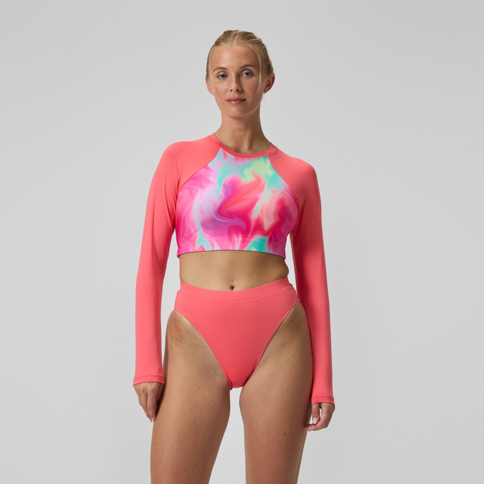 Women's FLU3NTE Solid Hi Waist Bikini Bottom Coral