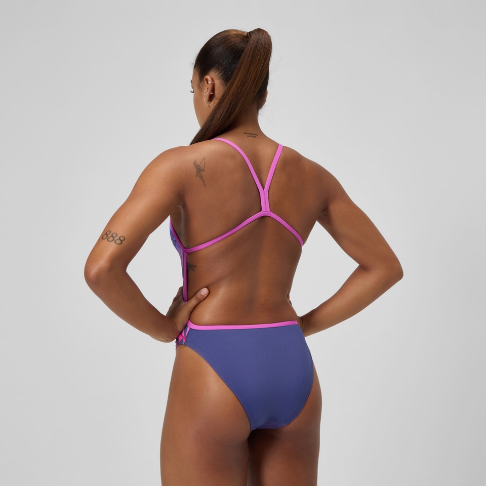 Women's Club Training Placement V Back Swimsuit Pink/Blue