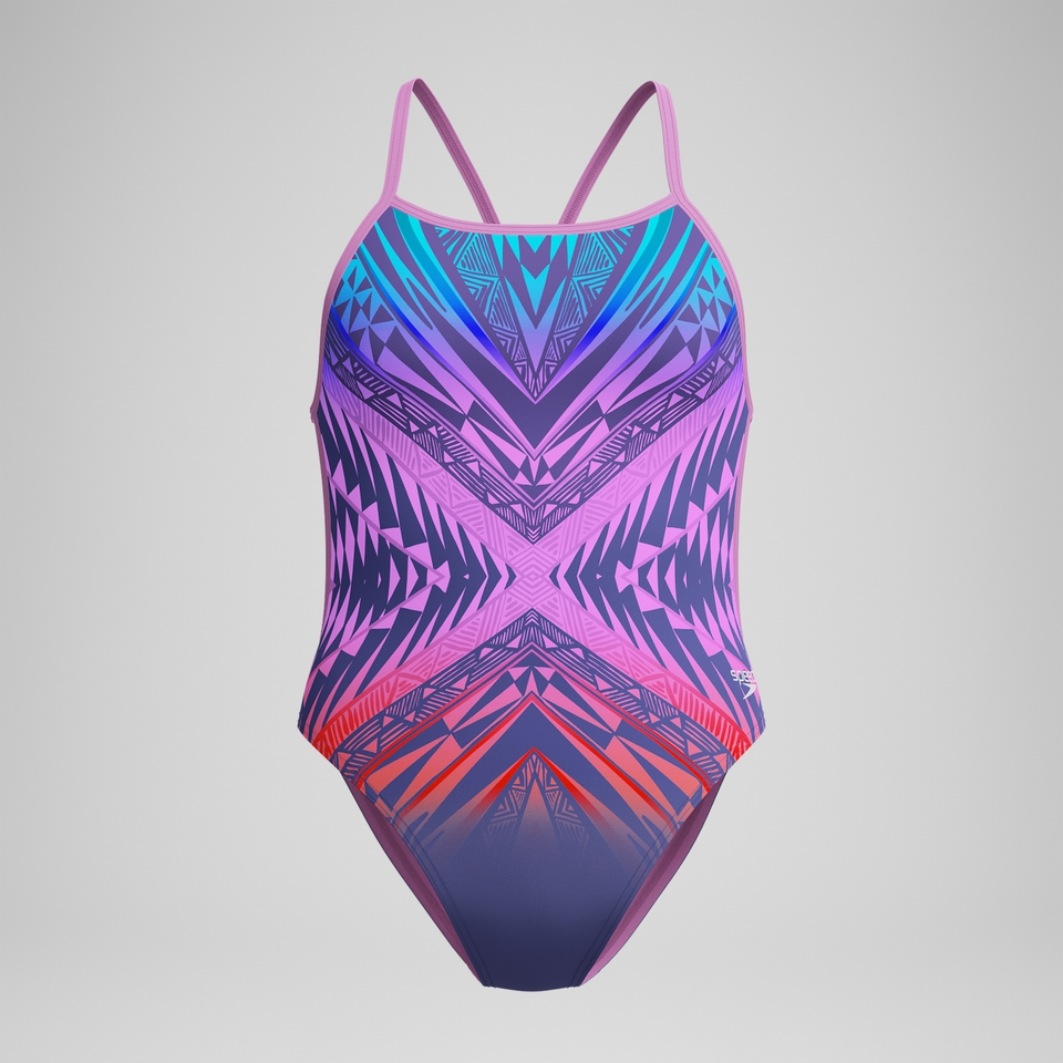 Women's Club Training Placement V Back Swimsuit Pink/Blue