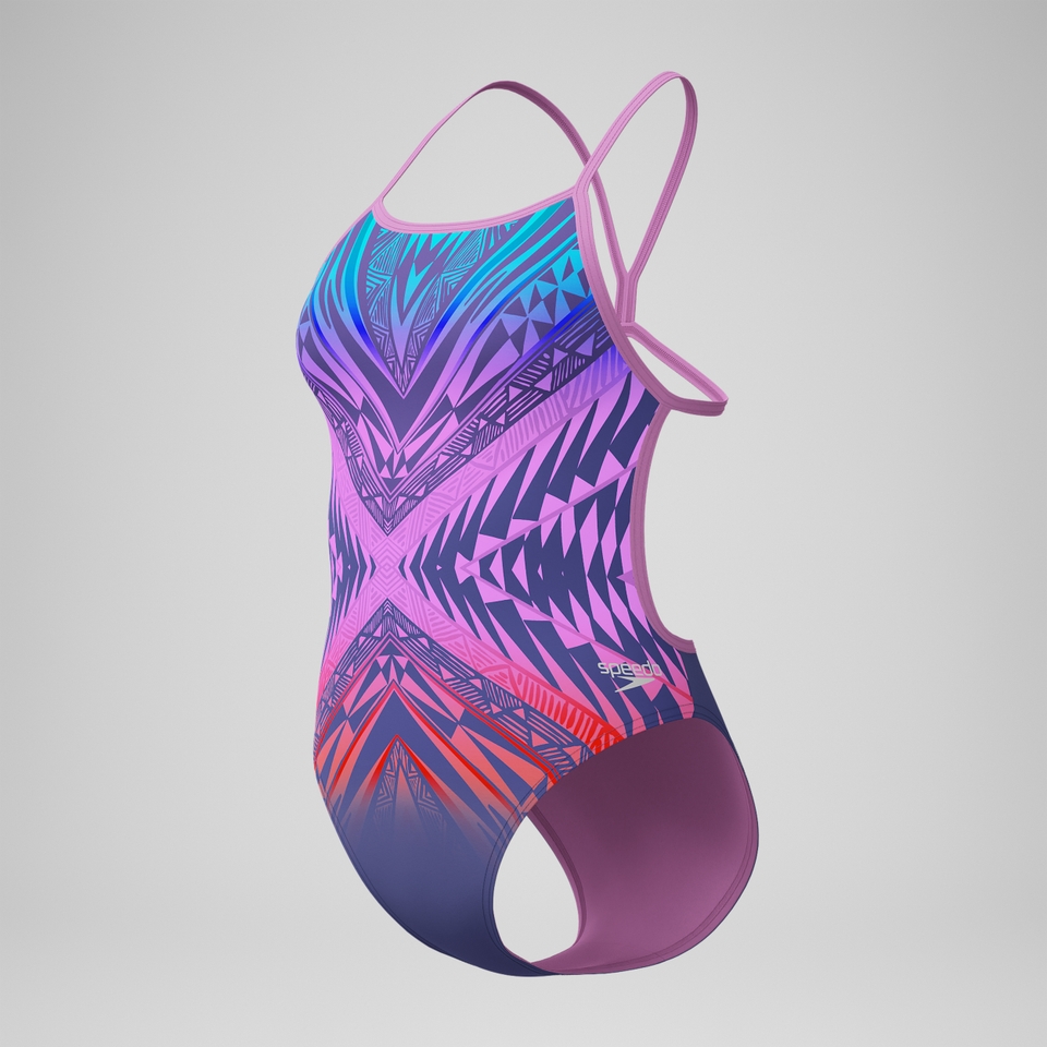 Women's Club Training Placement V Back Swimsuit Pink/Blue
