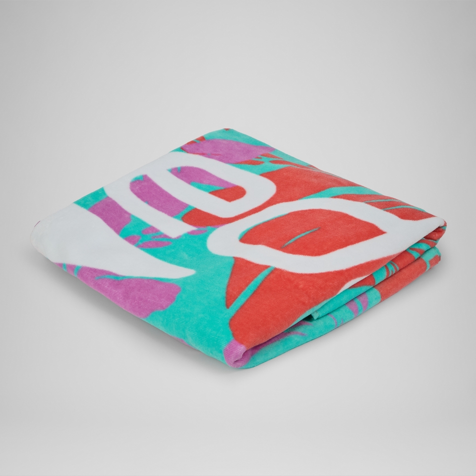 Printed Beach Towel Turquoise/Pink