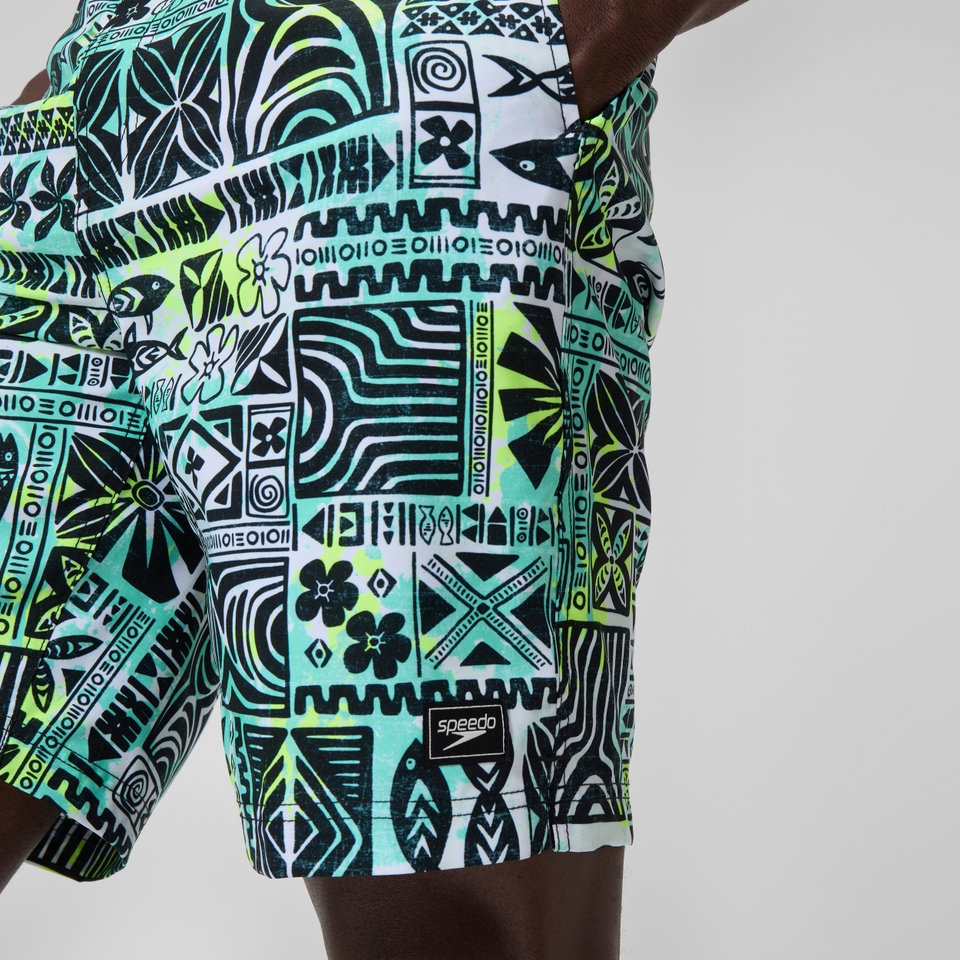 Bondi Bedruckte Badeshorts 50 cm Schwarz/Weiß für Herren