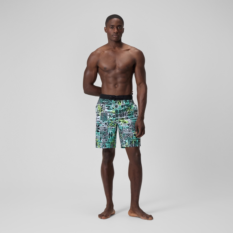 Bondi Bedruckte Badeshorts 50 cm Schwarz/Weiß für Herren