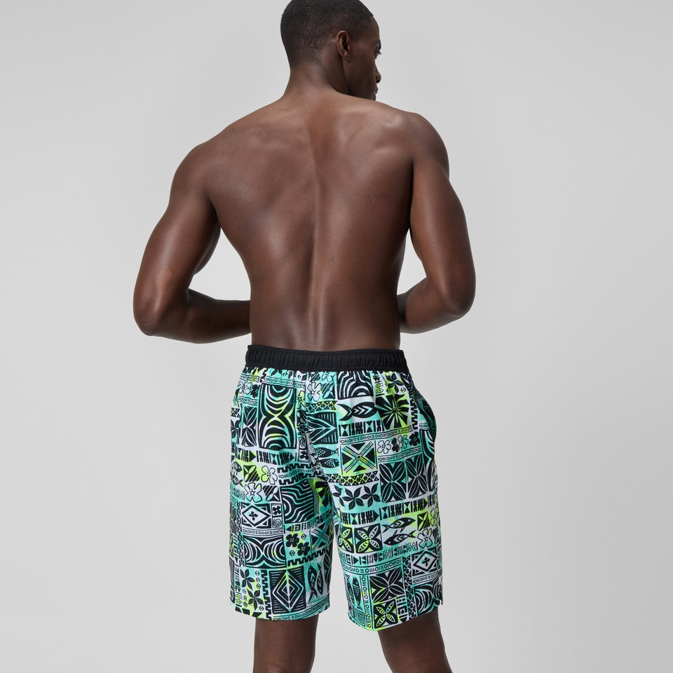Bondi Bedruckte Badeshorts 50 cm Schwarz/Weiß für Herren