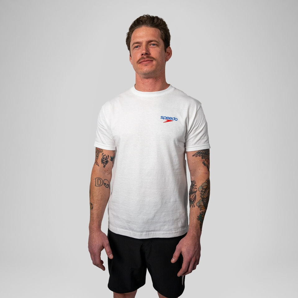 Men's Go Full Speedo Short Sleeve Graphic Tee White