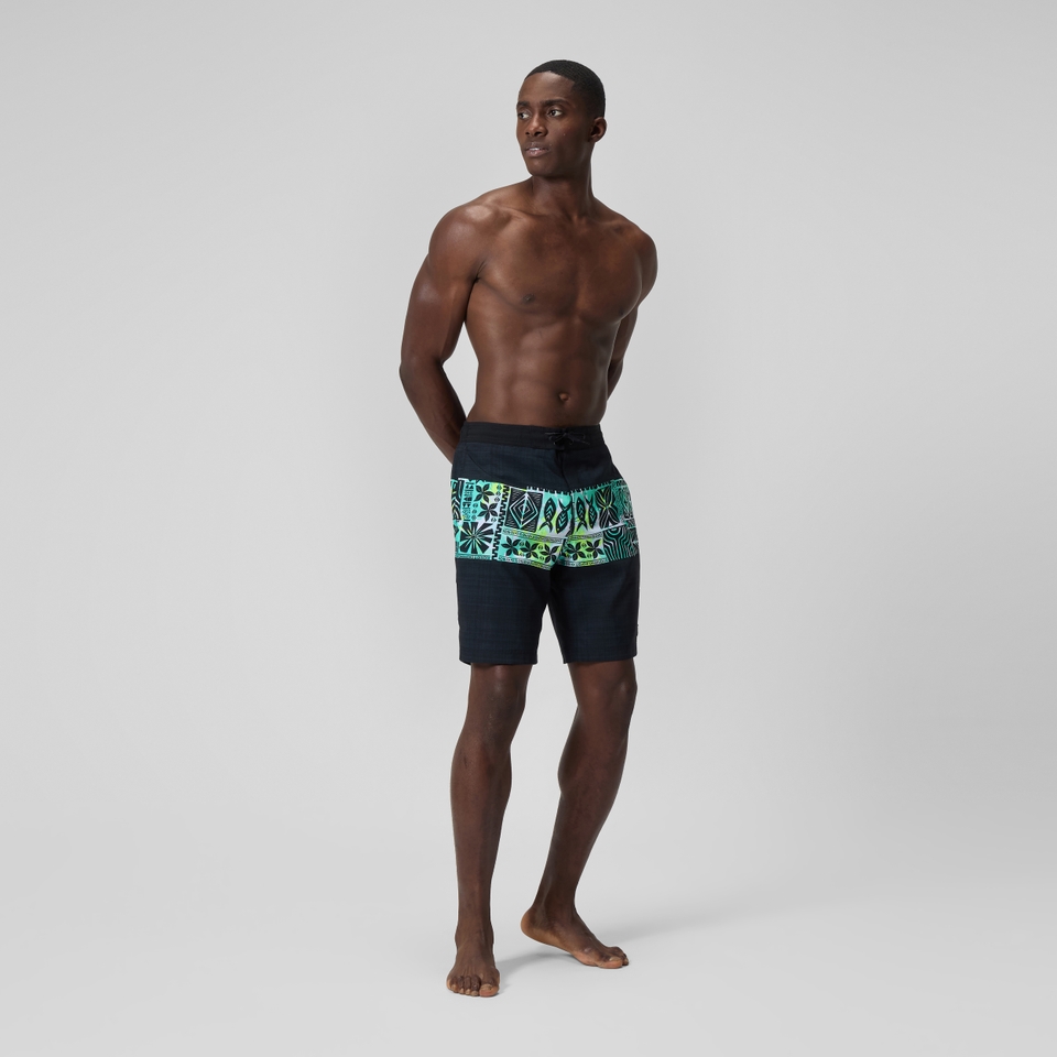 Bondi Bedruckte Badeshorts 50 cm Schwarz für Herren