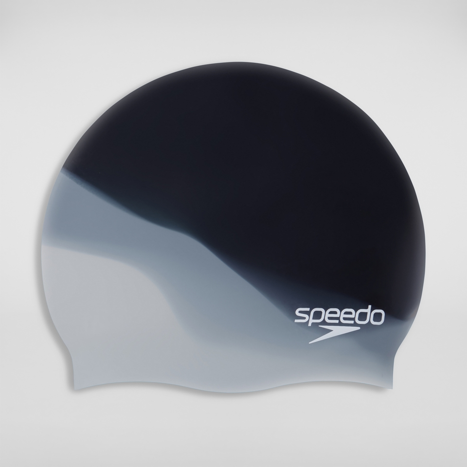 Adult Multi Colour Silicone Swim Cap Black/Grey