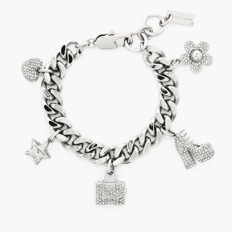 Marc Jacobs Women'sMini Icon Pave Charm Bracelet - Silver/Crystal