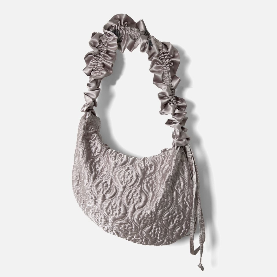 Damson Madder Ruched Satin Kidney Bag