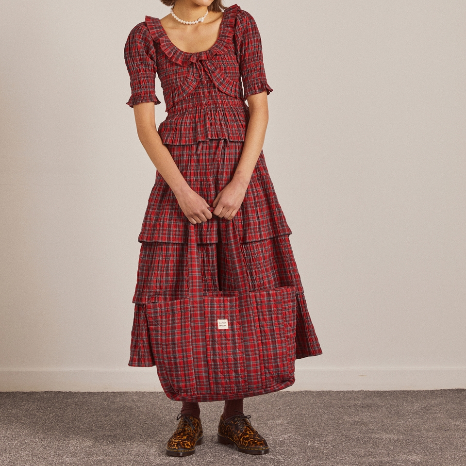 Damson Madder Checked Cotton Reversible Tote Bag