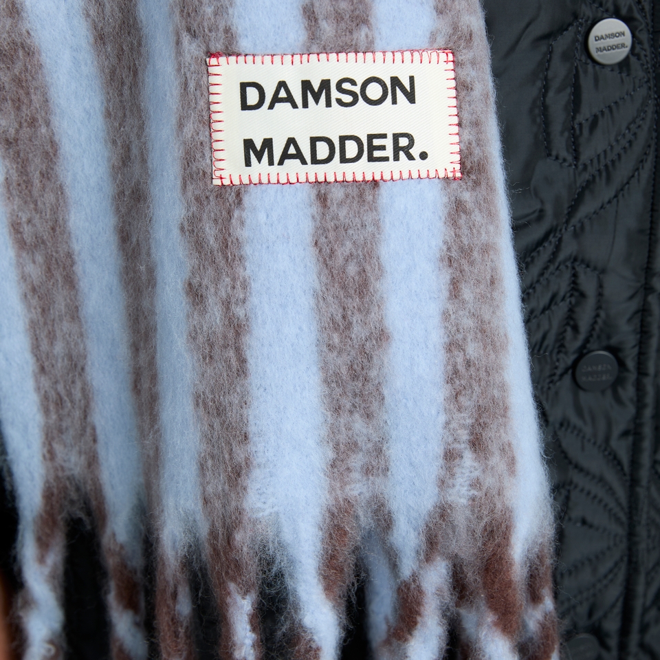 Damson Madder Fluffy Striped Knit Scarf