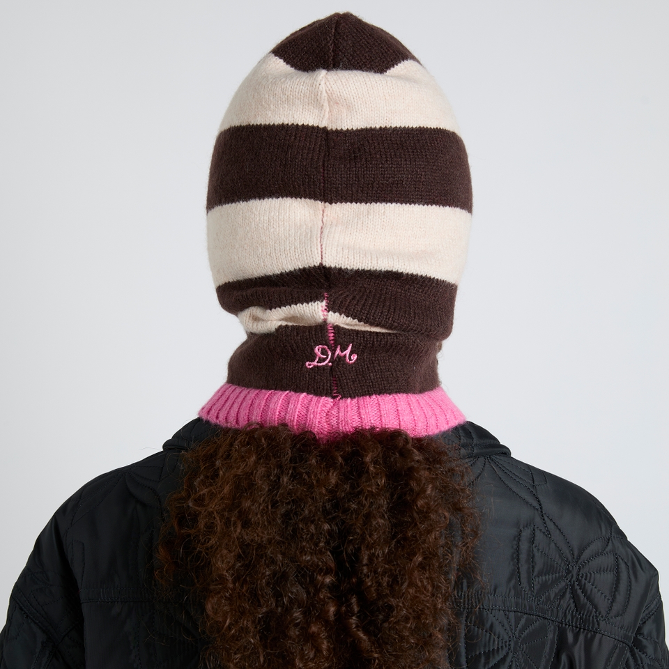 Damson Madder Striped Intarsia-Knit Hood