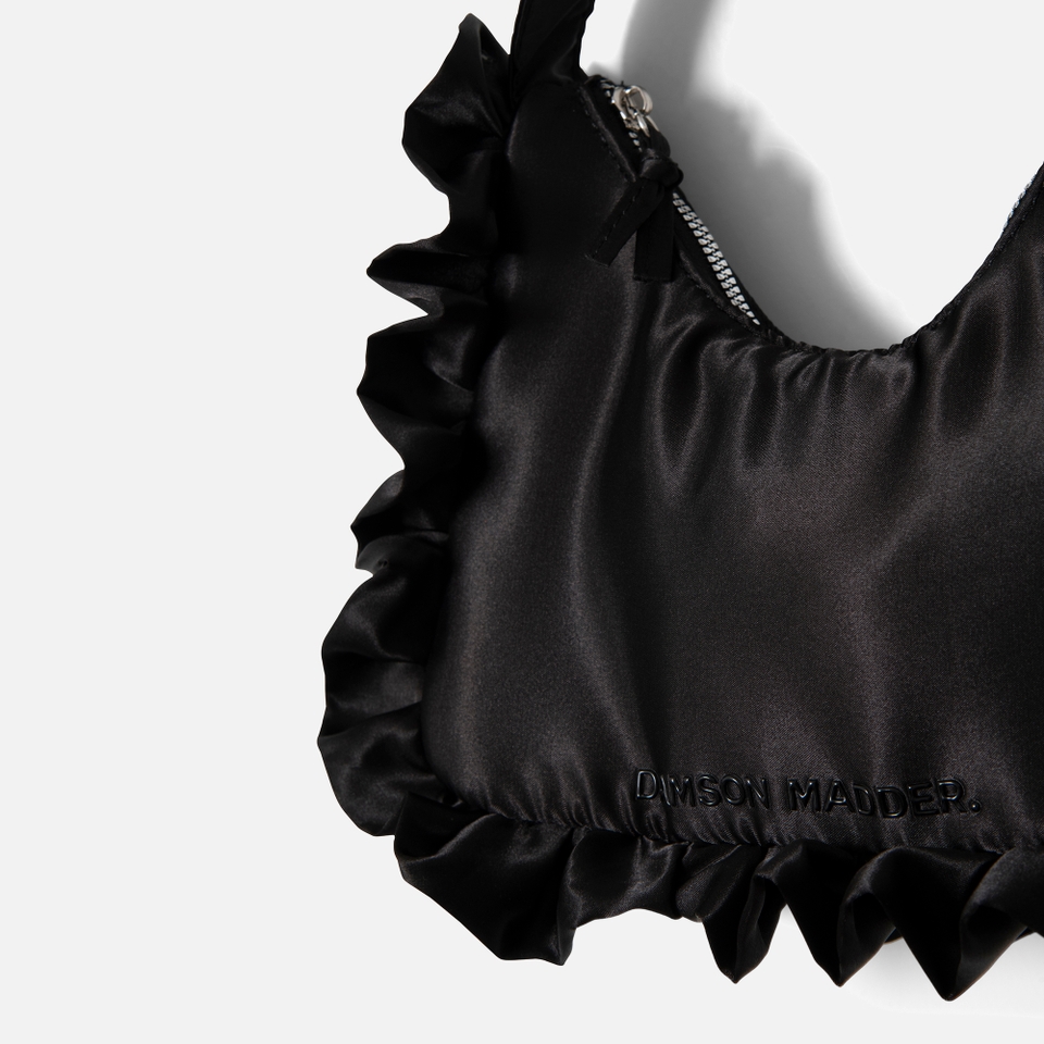 Damson Madder 90s Frill-Trimmed Satin Shoulder Bag