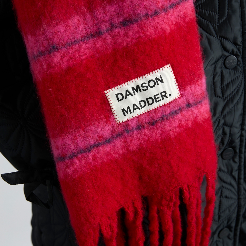 Damson Madder Fluffy Striped Knit Scarf