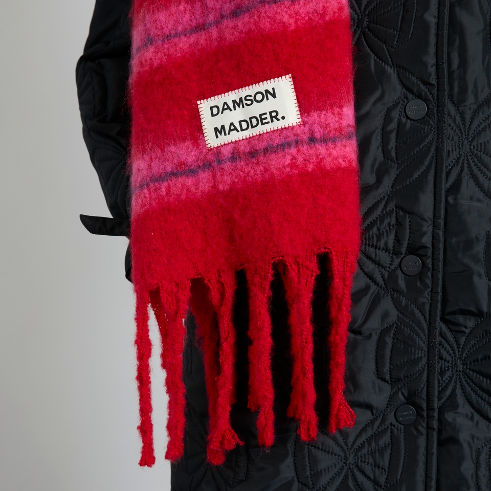 Damson Madder Fluffy Striped Knit Scarf