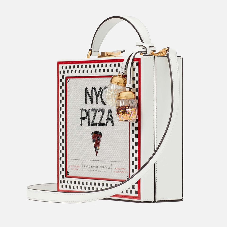 Kate Spade New York Slice 3D Pizza Embellished Satin Box Bag