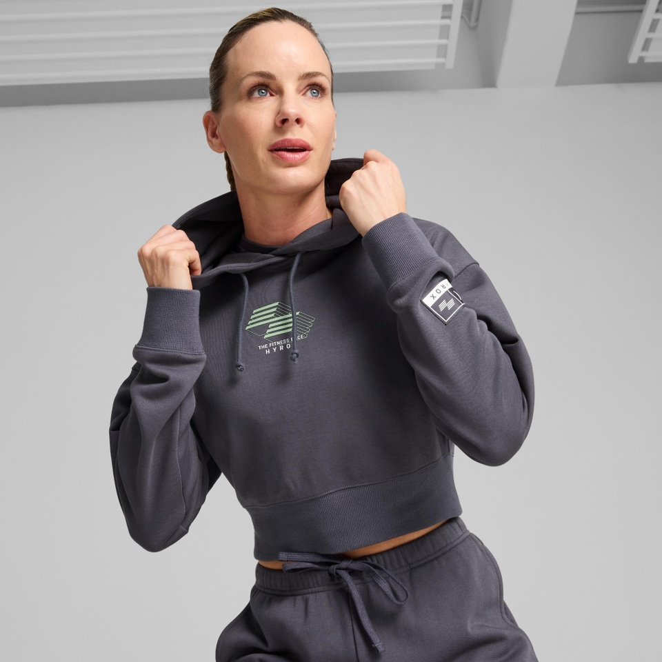 PUMA x HYROX Cropped Hoodie - Women's - Grey