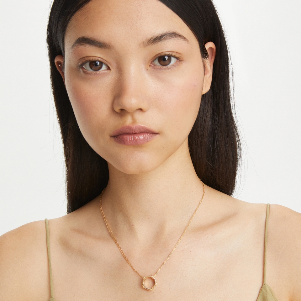 Tory Burch Miller Stud Circle Gold-Tone Pendant