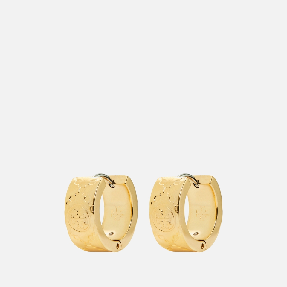 Tory Burch Women's Miller Stud T Monogram Small Hoop - Gold T Monogram